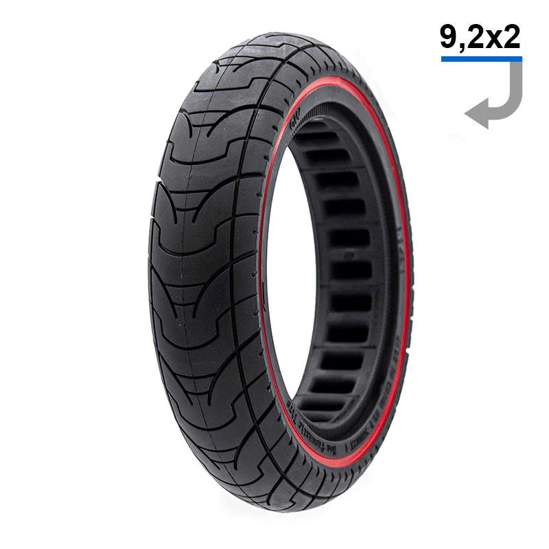 Solid däck 9.2x2-6.1/B34- Svart/Röd