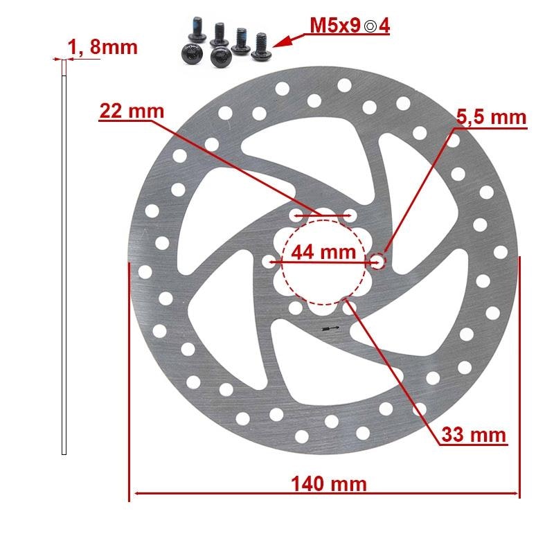 Bromsskiva 140mm 6-håls