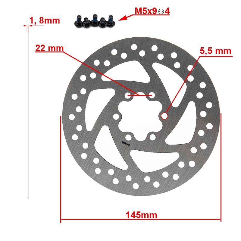 Bromsskiva 145mm 6-håls