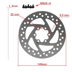 Bromsskiva 145mm 6-håls