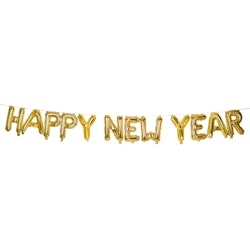 FOIL BALLOON GOLD TEXT HAPPY NEW YEAR 40cm