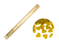 Konfettikanon med hjärtan, guld, 60 cm