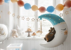 Folieballong Teddybjörn på månen, 80 x 98 cm, mix