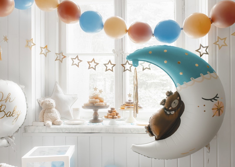 Folieballong Teddybjörn på månen, 80 x 98 cm