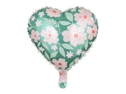 Folieballong Hjärta med blommor, 45 cm, mix