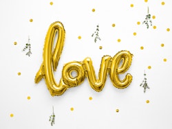 Folieballong, Love, Guld, 73x59 cm