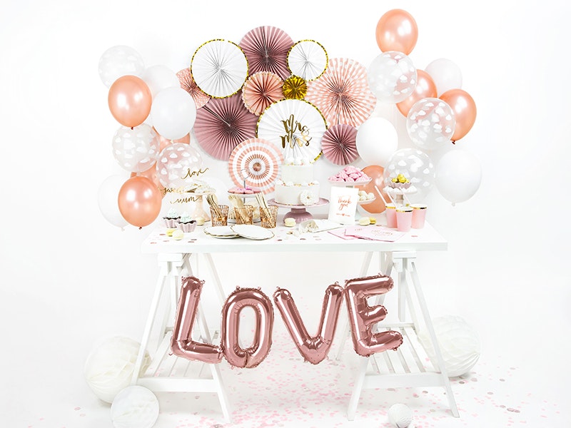 Folieballong, Love,  Roséguld, 140 x 35 cm – Perfekt för Romantiska Tillfällen