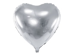Folieballong Hjärta, 45 cm, Silver