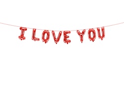 Folieballong "I Love You", 260x40 cm, Röd