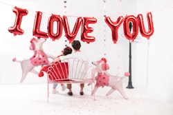 Folieballong "I Love You", 260x40 cm, Röd