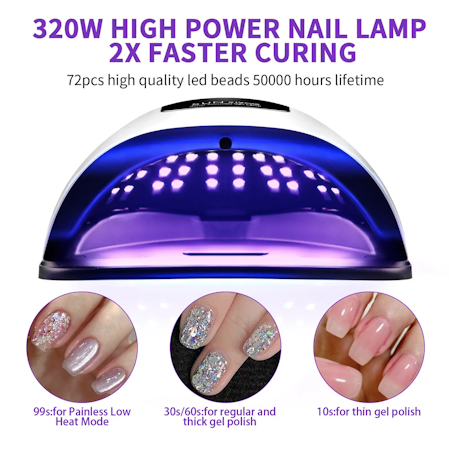 Kraftfull 320W Dual Light LED UV-lampa för snabb och effektiv nagelvård