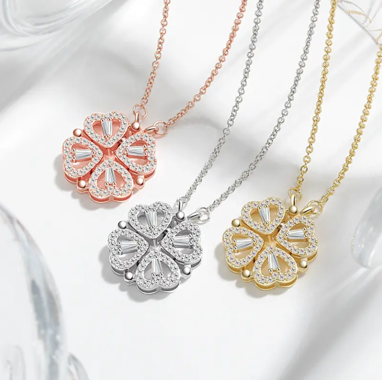 Magnetiskt Halsband med Hjärta och Klöverdesign