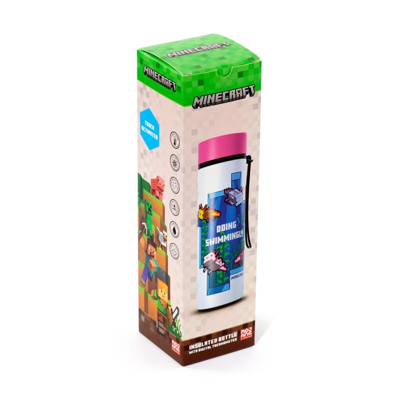 Minecraft Vattenflaska Axolotl – Termos med Digital Termometer, 450ml