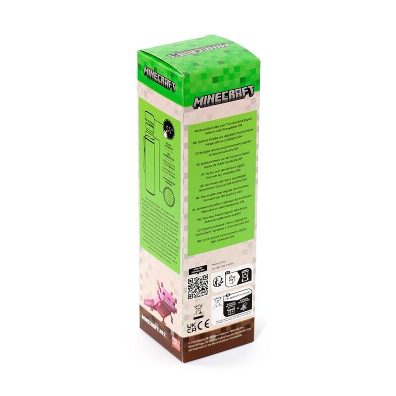 Minecraft Vattenflaska Axolotl – Termos med Digital Termometer, 450ml