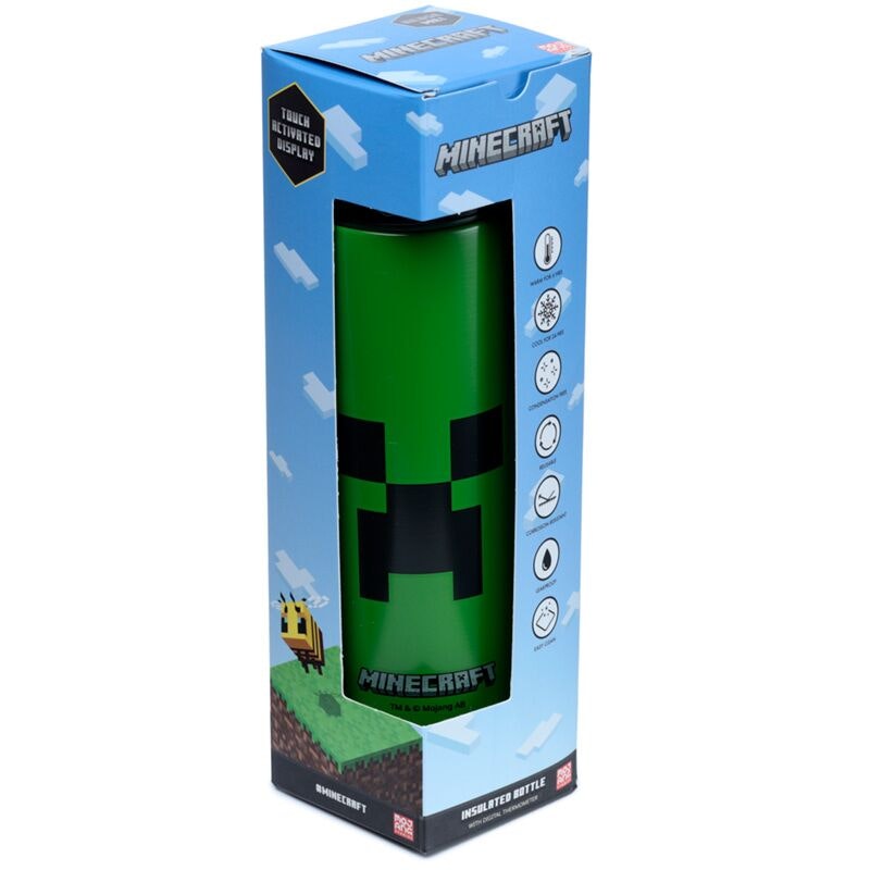Minecraft Creeper Värmeisolerad Flaska med Digital Termometer