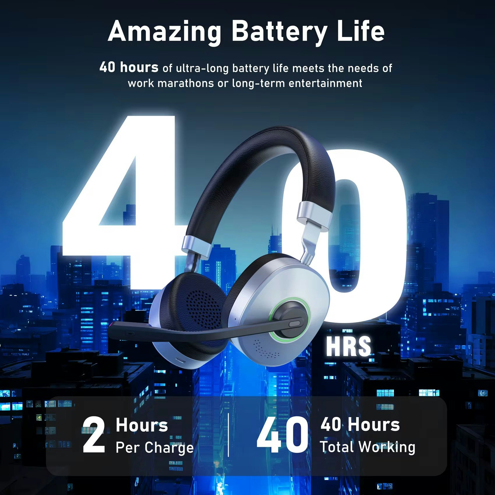 Trådlöst headset – Bluetooth 5.3, ENC, kompatibelt med PC och mobil