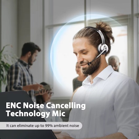 Trådlöst Bluetooth-headset – ENC, 26 timmars batteritid, för PC och mobil