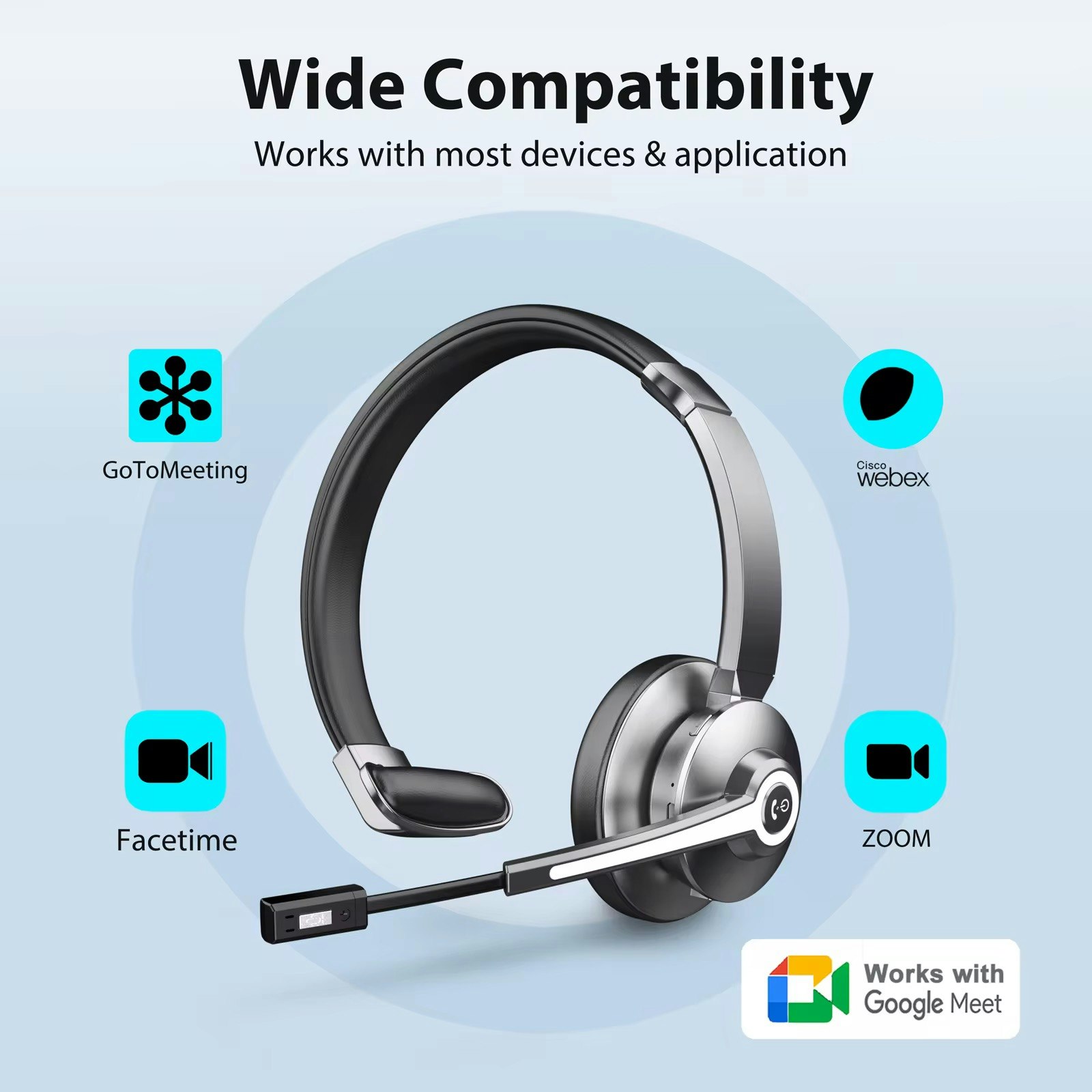 Trådlöst Bluetooth-headset – ENC, 26 timmars batteritid, för PC och mobil