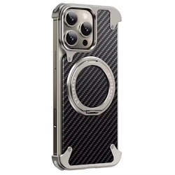 iPhone 16 Pro Max Skal – Lyxigt Aluminium & Kolfiber med 360° Magnetisk Ringhållare