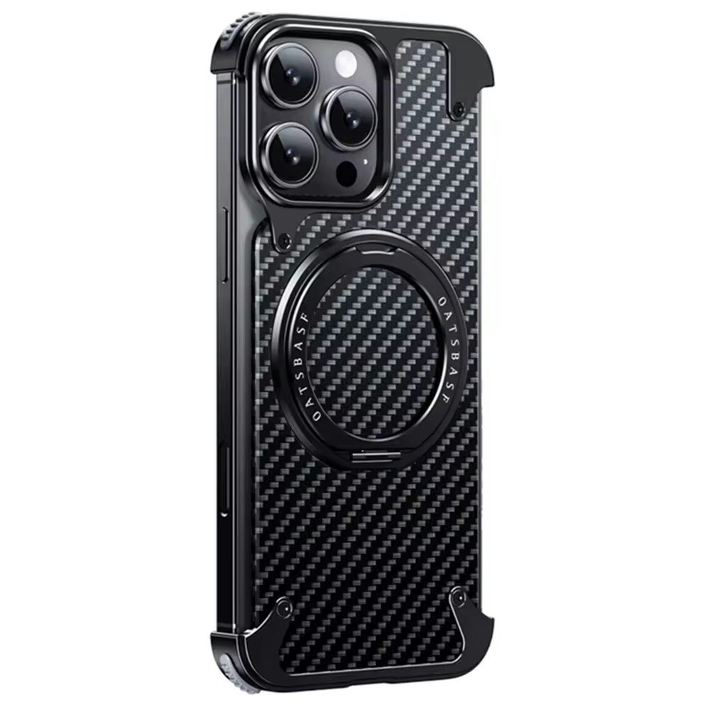 iPhone 16 Pro Max Skal – Lyxigt Aluminium & Kolfiber med 360° Magnetisk Ringhållare