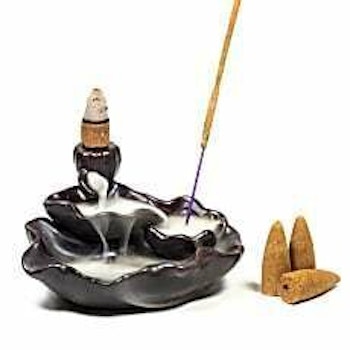 Backflow incense burner with Lotus in a pond.