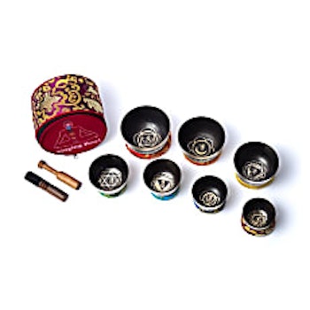 Chakra singing bowl set med väska