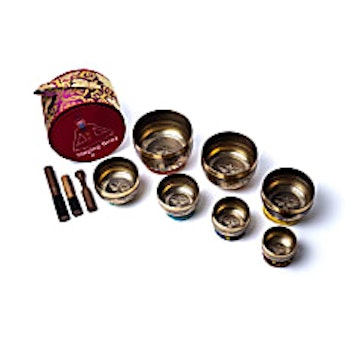 Chakra singing bowl set med väska