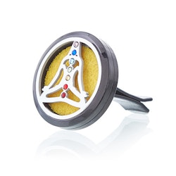Aromspridare Set till Bil - Pewter Yoga Chakra - 30mm