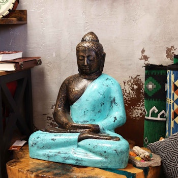 Stor Klassisk Buddhastaty i Turkos & Sten - 0.5m