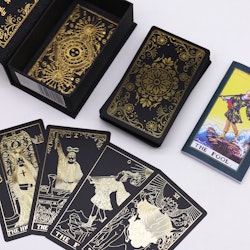 Guldfolierad Tarotset med Bok - Presentbox