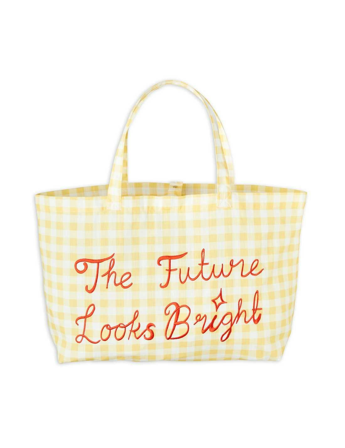 Gingham check beach bag