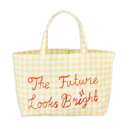 Gingham check beach bag