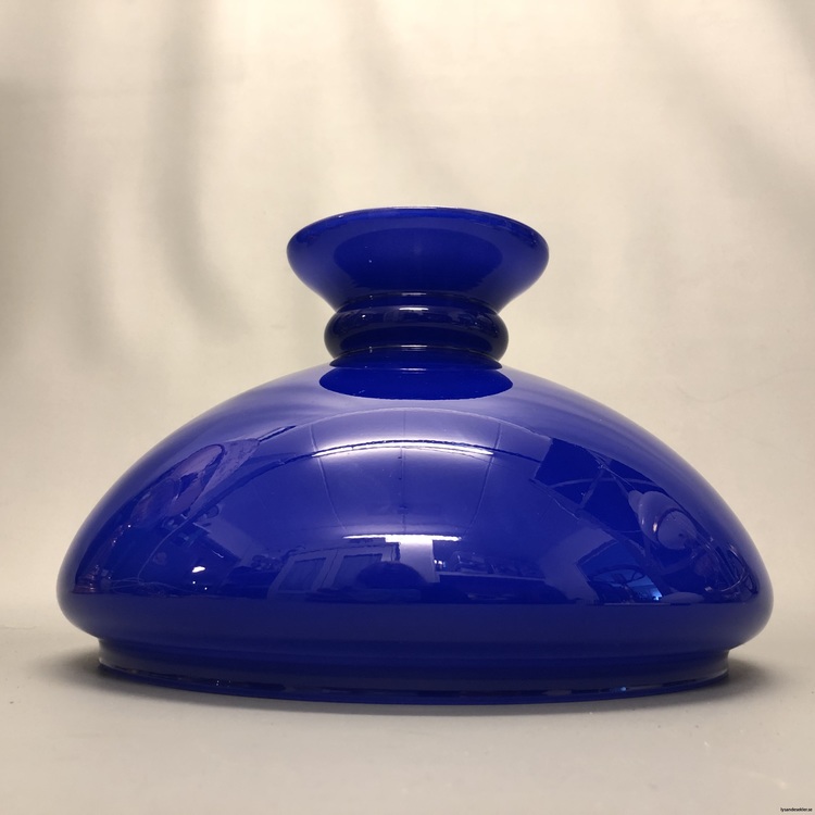 23 23,5 cm mörkblå marinblå blå vestaskärm glasskärm lampskärm fotogenlampa