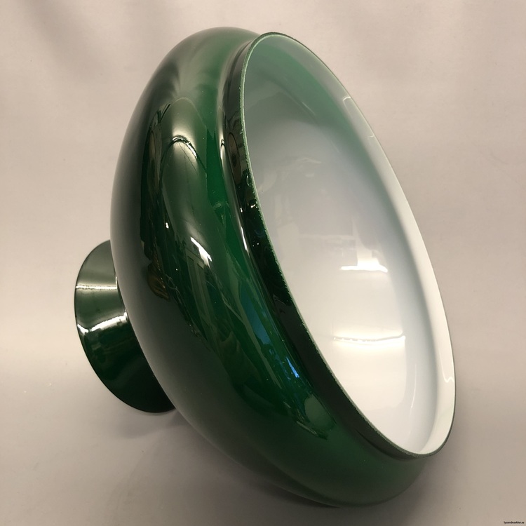 233 235 mm 23,5 cm vestaskärm grön mörkgrön glas lampskärm fotogenlampa