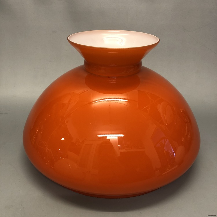 233 235 mm 23,5 cm vestaskärm orange oranga orangea glas lampskärm fotogenlampa
