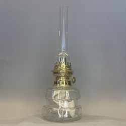 Bordsfotogenlampa i glas/mässing 14'''