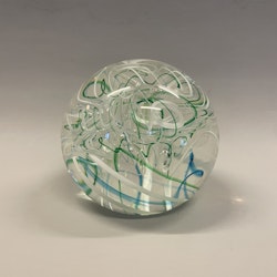 Brevpress glashantverk blå/gröna strimmor