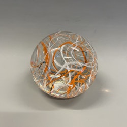Brevpress glashantverk vita/orangea strimmor