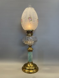 Romantisk fotogenlampa med äldre målad kupa 14'''