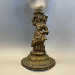 Antik fotogenlampa (1870-tal) med konad vestaskärm 8''