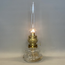 Bordsfotogenlampa i glas/mässing 14'''