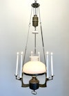 Antik takfotogenlampa i mässing 14''' för 6 ljus