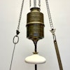 Antik takfotogenlampa i mässing 14''' för 6 ljus