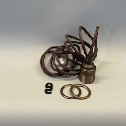 38 mm med 2 ringar - Sladdupphäng brun tygsladd/patinerad