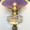 Elegant fotogenlampa på alabasterfot med kungsblå skärm 14'''