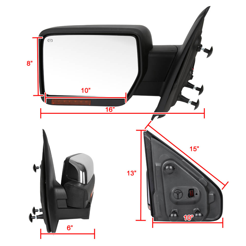 TOWING MIRROR-CHROME- LEFT, F150 07-14