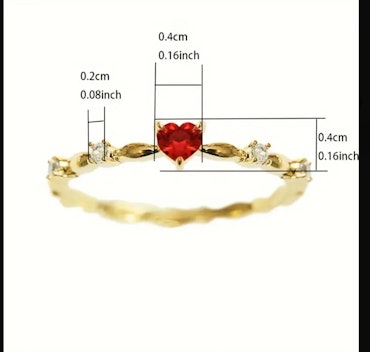 Ring röd strass