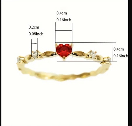 Ring röd strass