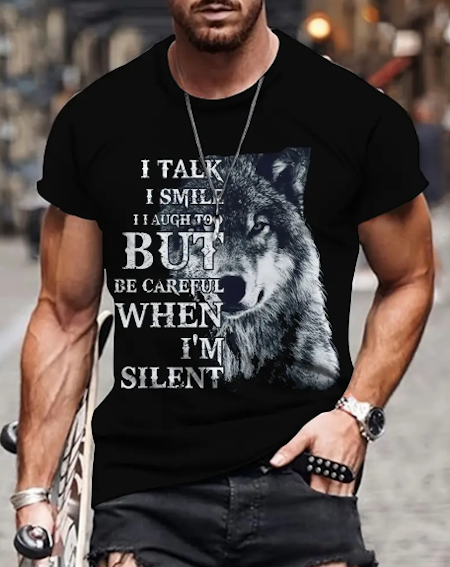 T-shirt varg med text