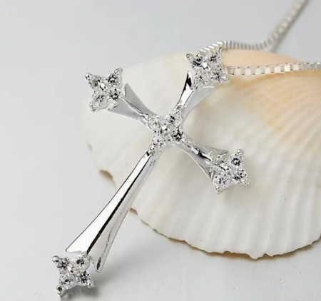 Halsband zirkonkors berlock